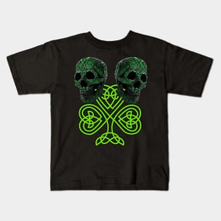 Shamrock St Patricks Day Irish Celtic Knot Skulls Kids T-Shirt